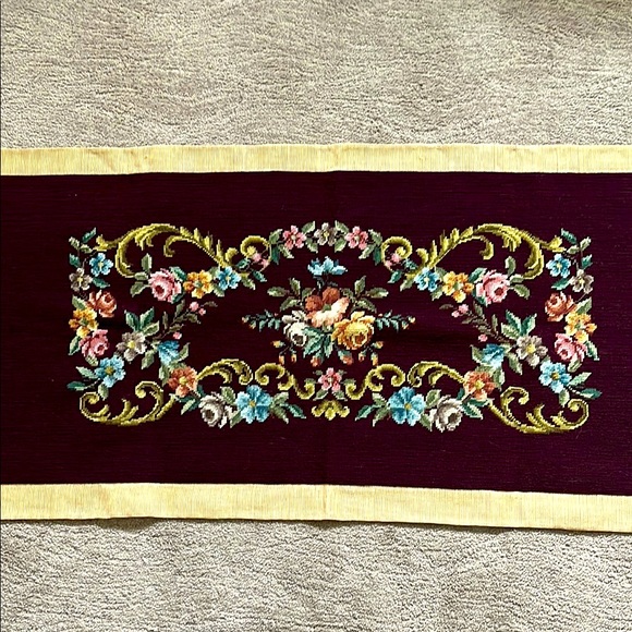 Other - Handcrafted Vintage Floral Needlepoint Piano Bench Cover